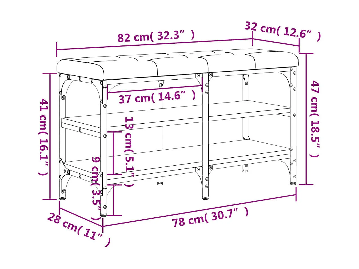 Schuhbank Räuchereiche 82x32x47 cm Holzwerkstoff
