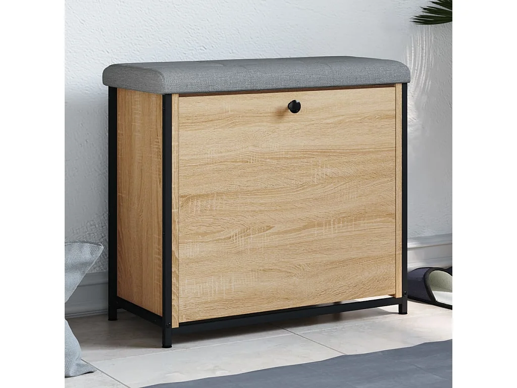 Schoenenbankje met klaplade 62x32x56 cm sonoma eikenkleurig