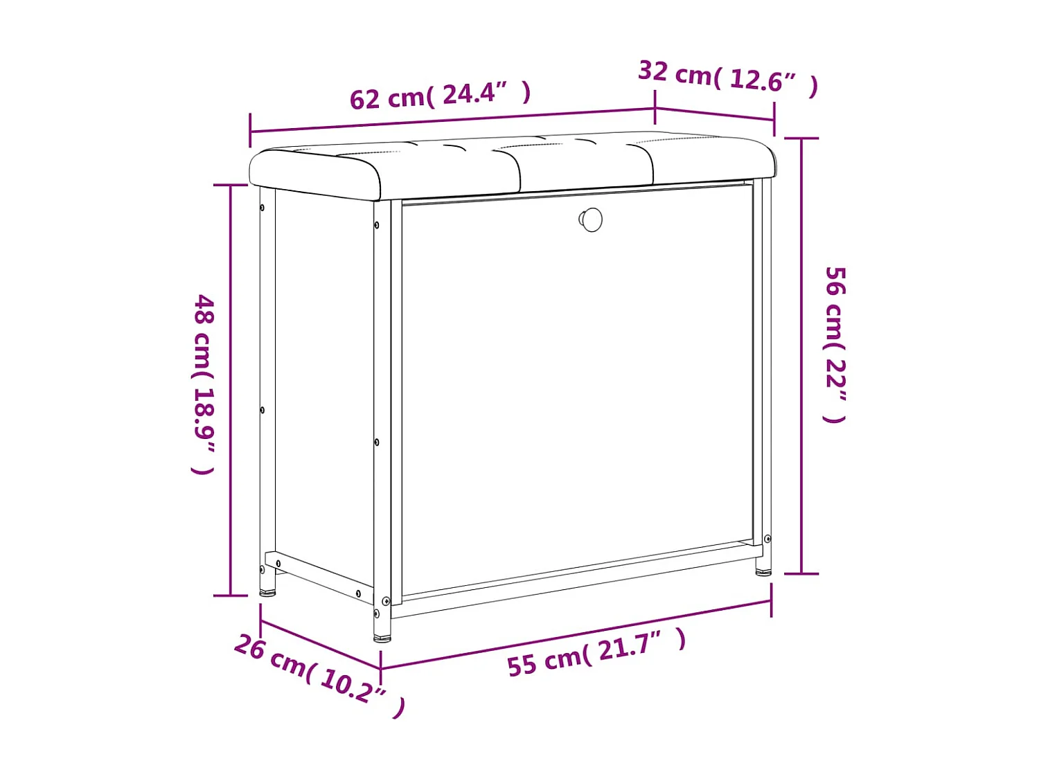 Schoenenbankje met klaplade 62x32x56 cm sonoma eikenkleurig