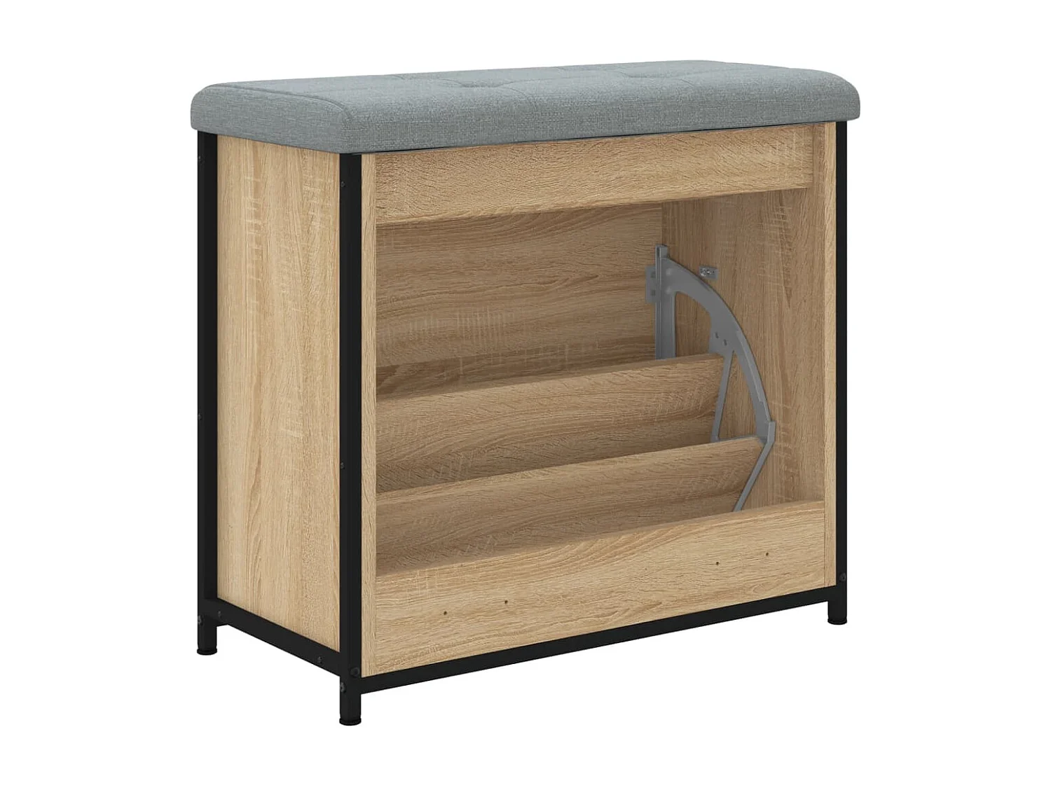 Schoenenbankje met klaplade 62x32x56 cm sonoma eikenkleurig