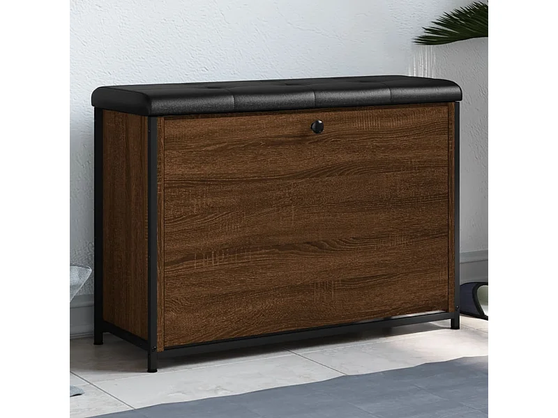 Panca Portascarpe Cassetto Ribaltabile Rovere Marrone 82x32x56