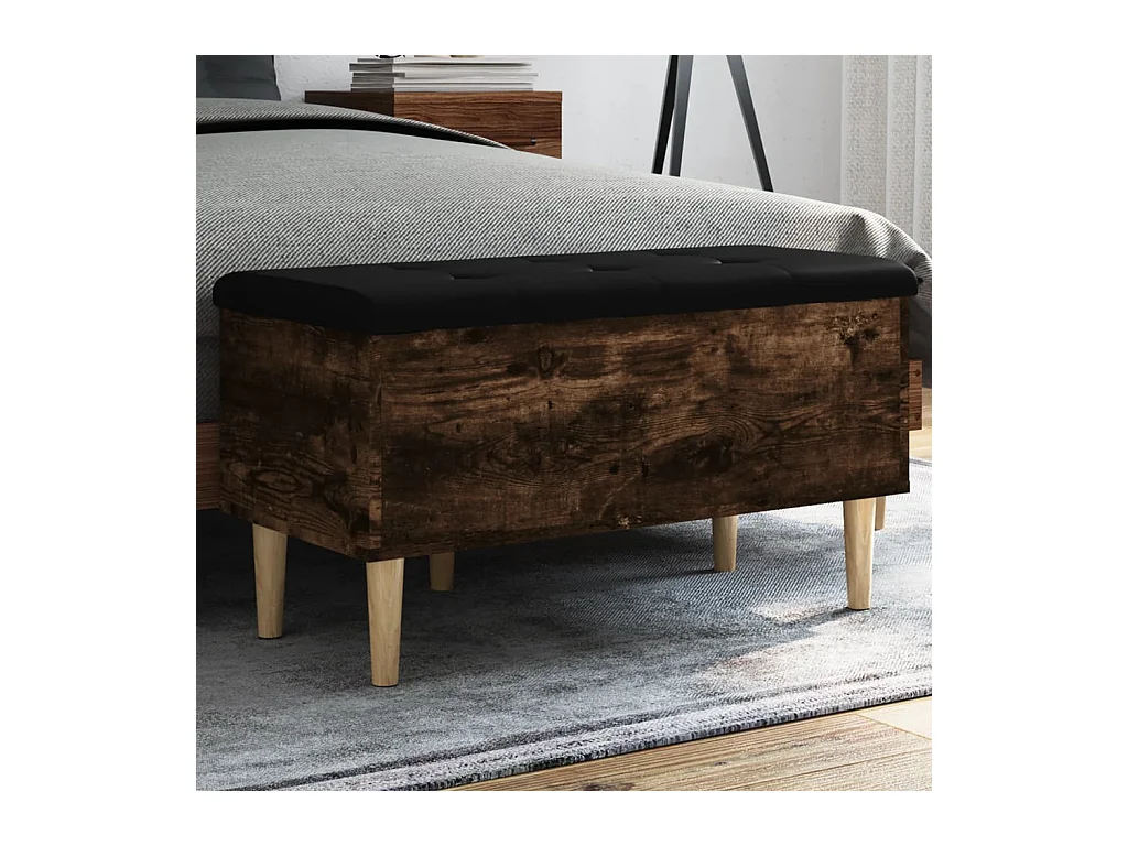 Banc de rangement chêne fumé 82x42x46 cm bois d'ingénierie