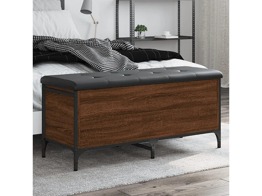 Sitzbank mit Stauraum Braun Eiche 102x42x45 cm Holzwerkstoff