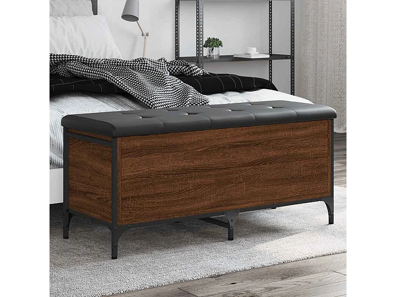 Banco con almacenaje madera ingeniería roble marrón 102x42x45cm