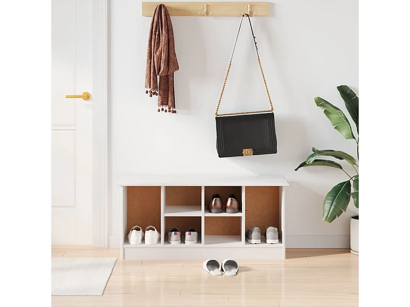 Banc à chaussures ALTA blanc 100x35x45 cm bois massif de pin