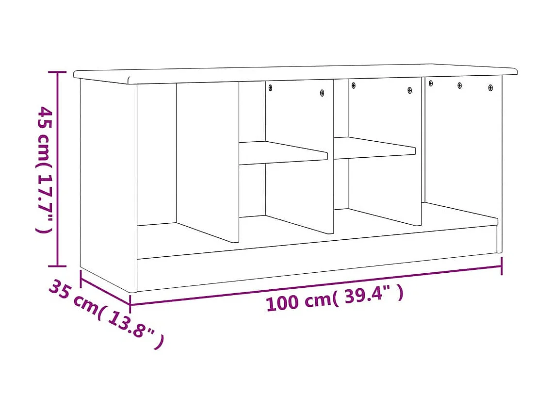 Banc à chaussures ALTA blanc 100x35x45 cm bois massif de pin