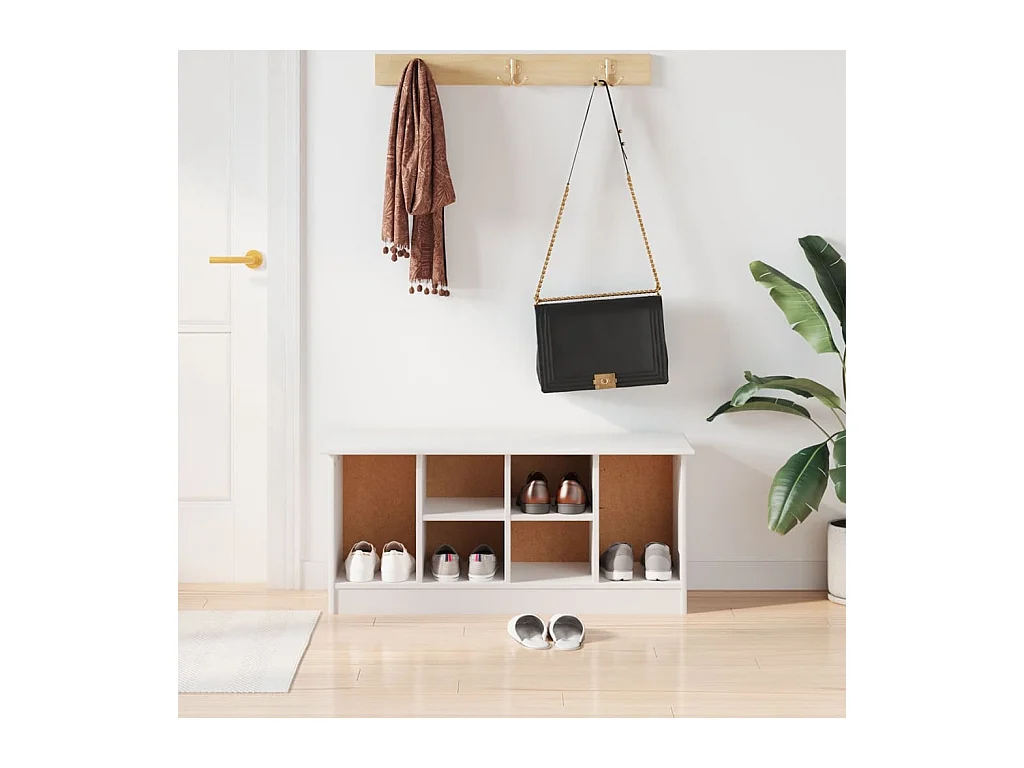 Banc à chaussures ALTA blanc 100x35x45 cm bois massif de pin