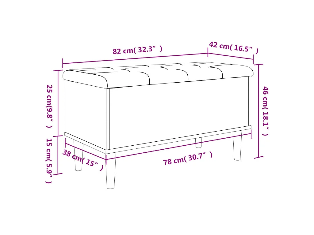 Banc de rangement sonoma gris 82x42x46 cm bois d'ingénierie