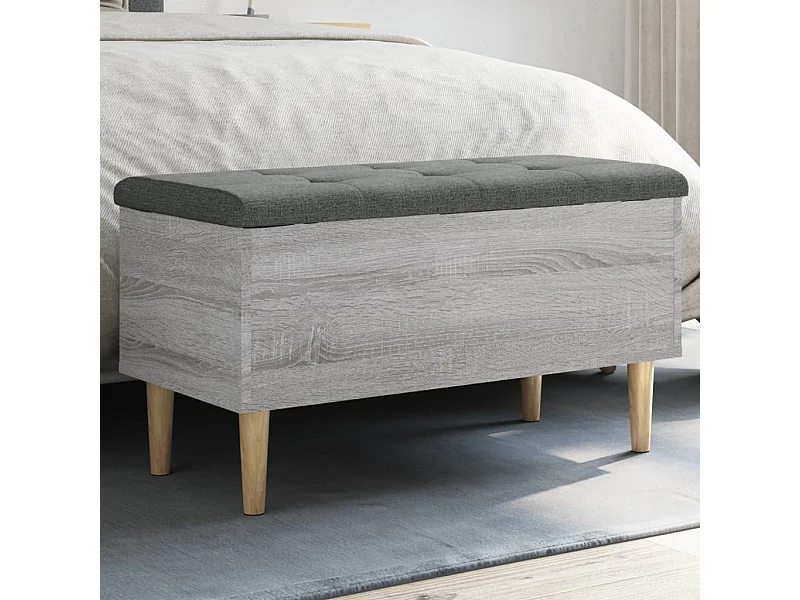 Banco de arrumação 82x42x46cm derivados madeira cinzento sonoma