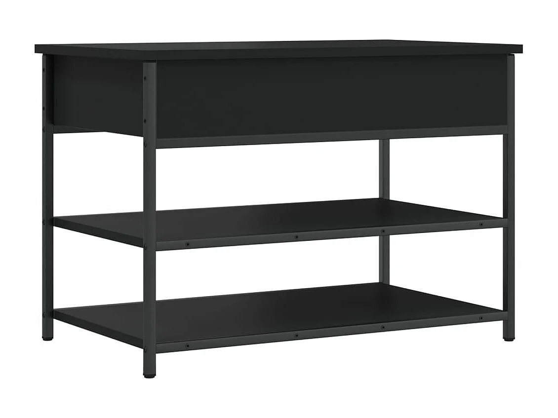 Banc à chaussures noir 70x42,5x50 cm bois d'ingénierie