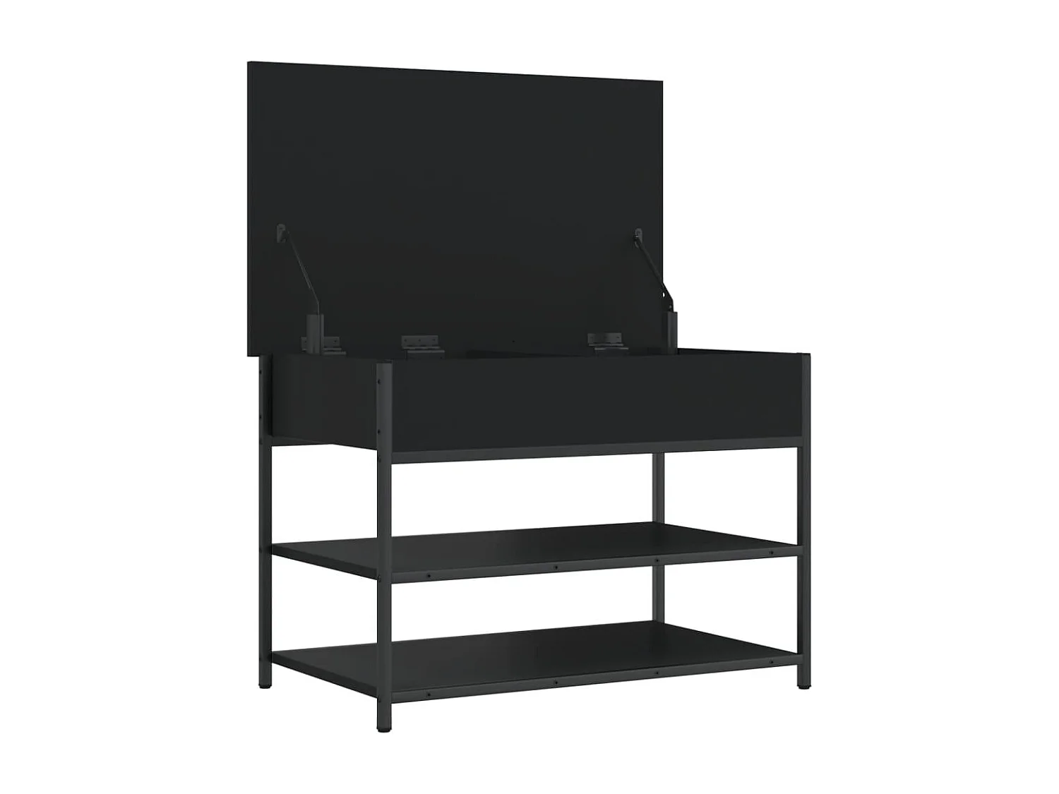 Banc à chaussures noir 70x42,5x50 cm bois d'ingénierie