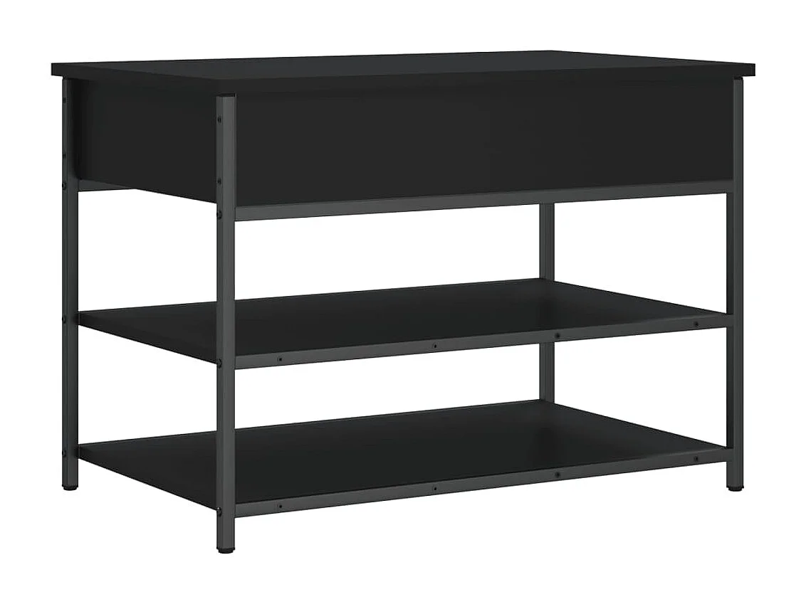 Banc à chaussures noir 70x42,5x50 cm bois d'ingénierie