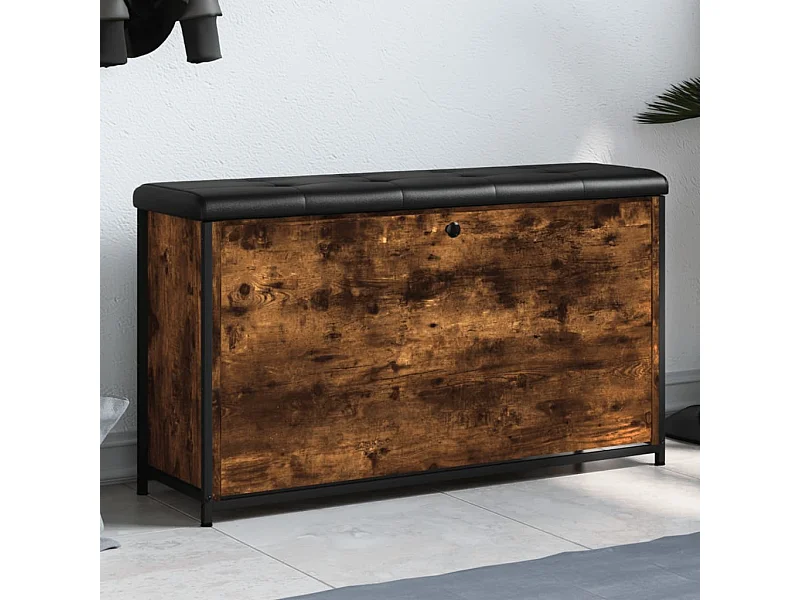 Banco zapatero con cajón abatible roble ahumado 102x32x56 cm