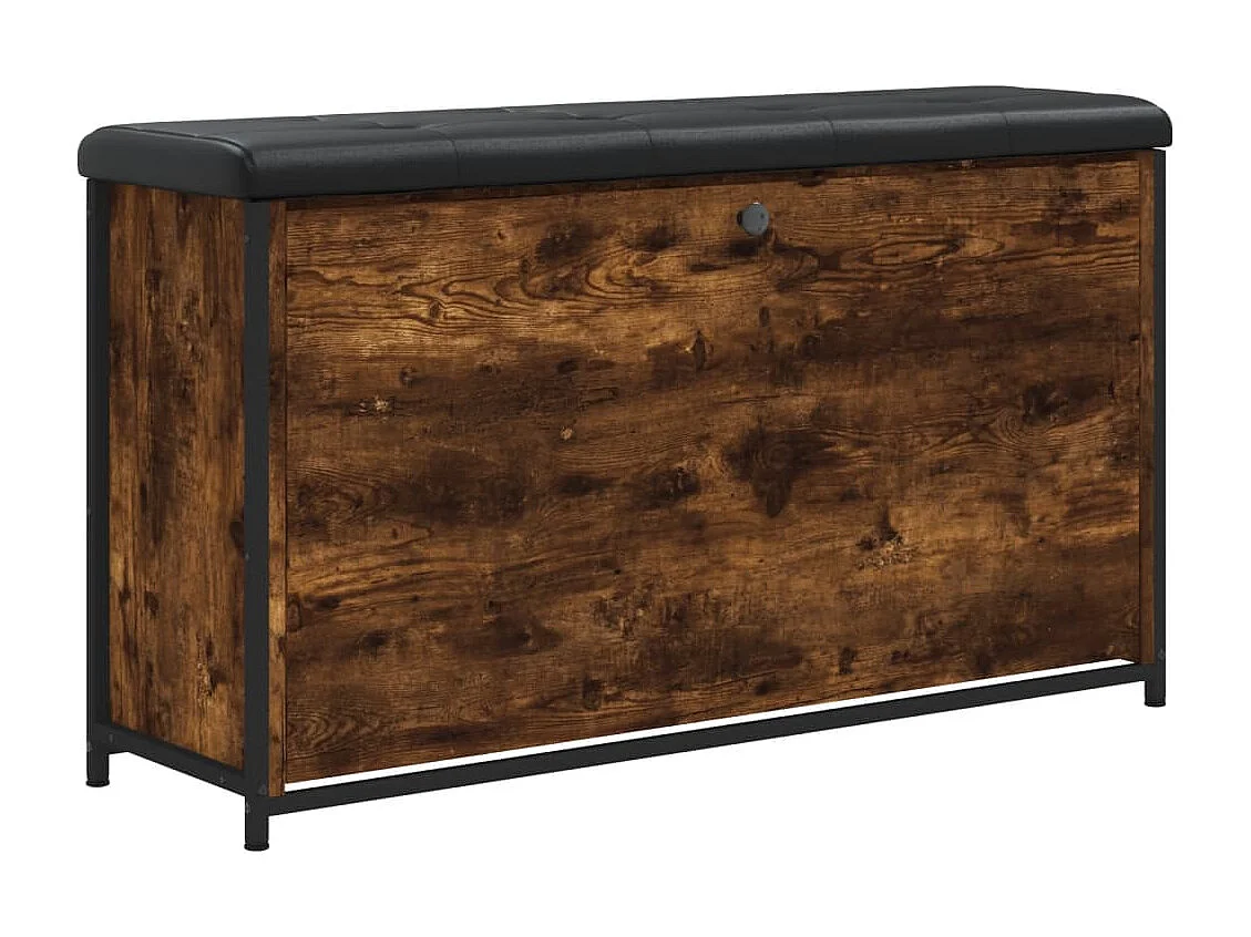 Schoenenbankje met klaplade 102x32x56 cm gerookt eikenkleurig