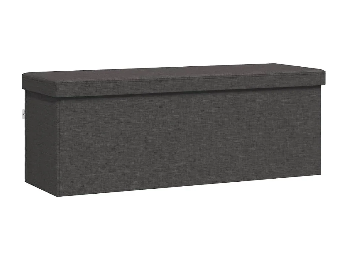 Banc de rangement pliable gris foncé faux lin