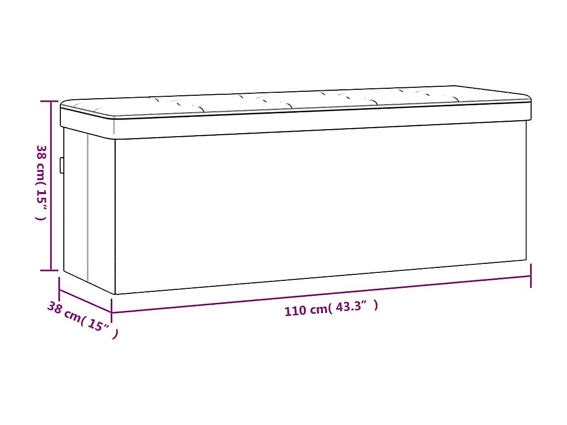 Banc de rangement pliable gris foncé faux lin