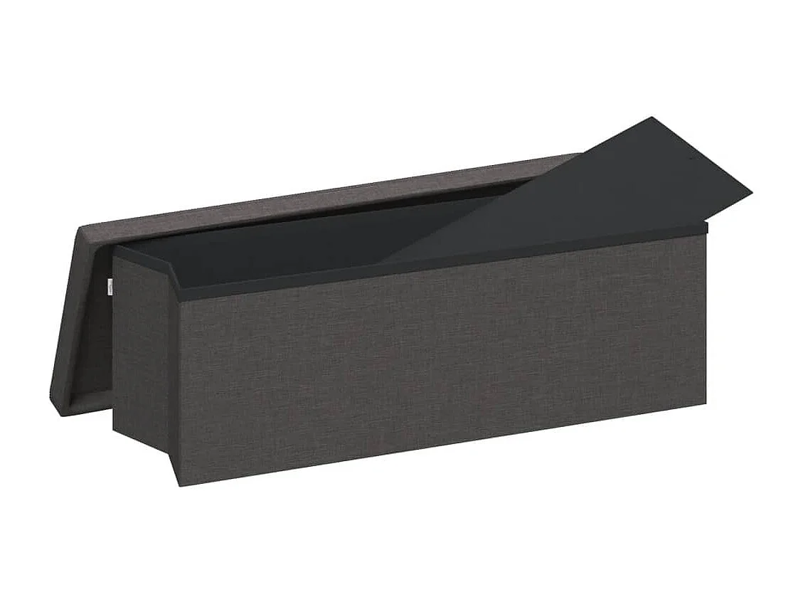 Banc de rangement pliable gris foncé faux lin