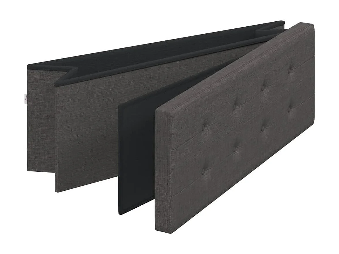 Banc de rangement pliable gris foncé faux lin