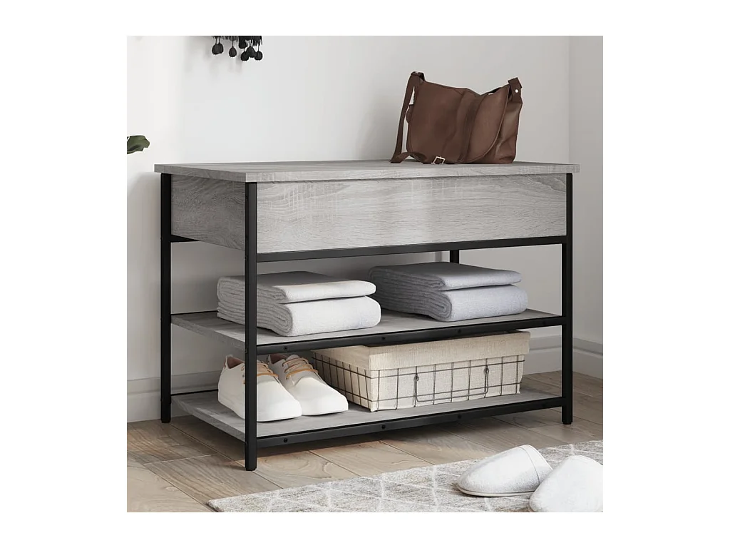 Panca Porta Scarpe Grigio Sonoma 70x42,5x50cm Legno Multistrato