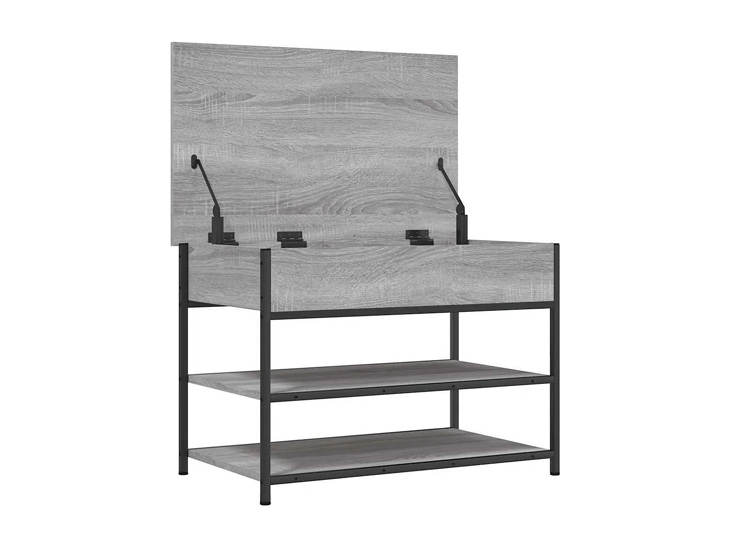 Schoenenbankje 70x42,5x50 cm bewerkt hout grijs sonoma eiken