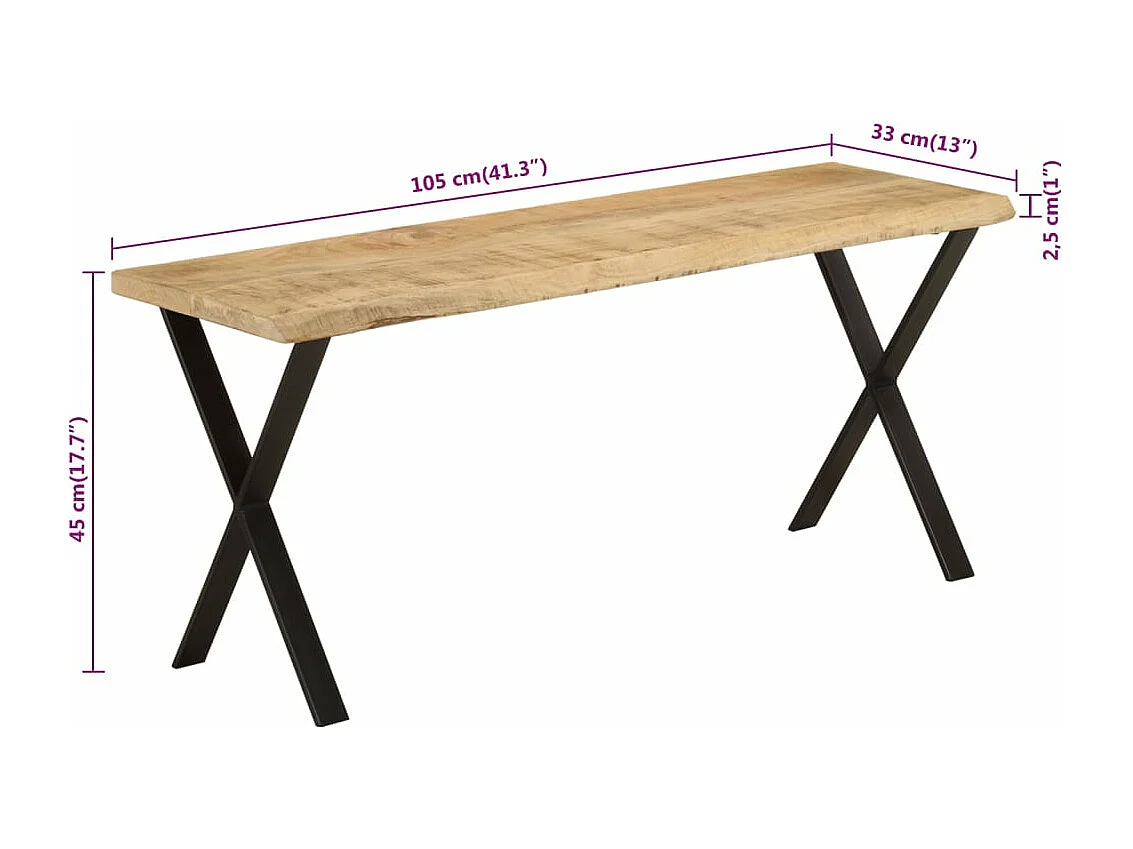 Bankje met natuurlijke rand 105 cm massief mangohout