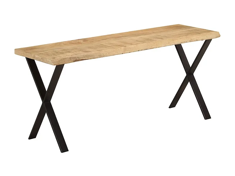 Banco con borde natural de madera de mango maciza 105 cm