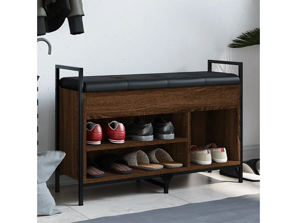 Banc à chaussures chêne marron 85,5x32x57,5cm bois d'ingénierie