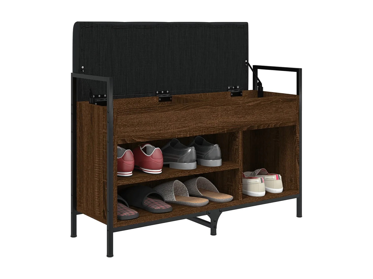 Banc à chaussures chêne marron 85,5x32x57,5cm bois d'ingénierie