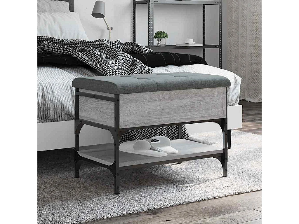 Schuhbank Grau Sonoma 62x42x45 cm Holzwerkstoff