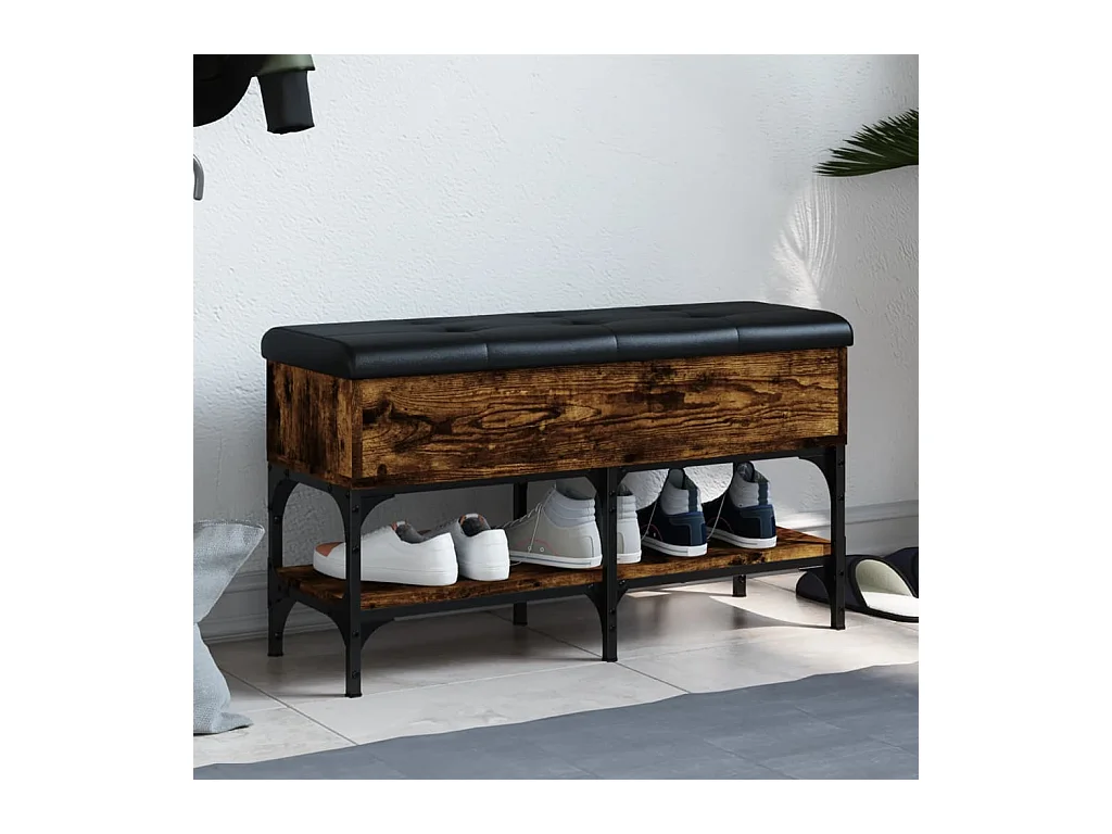 Banc à chaussures chêne fumé 82x32x45 cm bois d'ingénierie