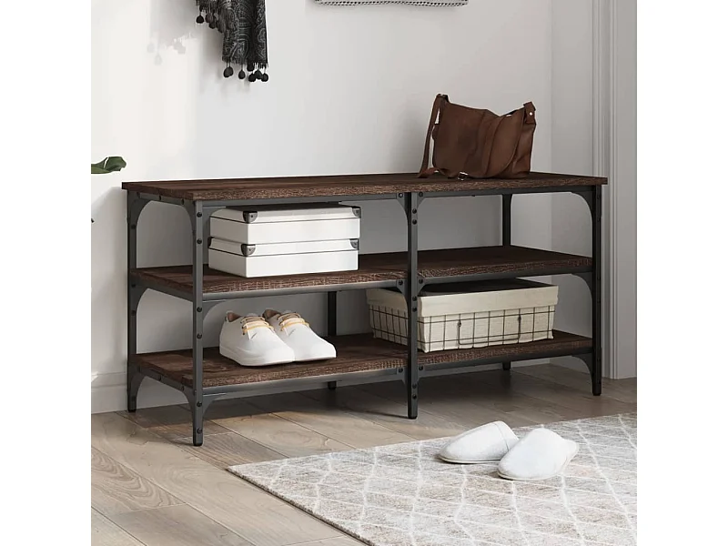 Panca Porta Scarpe Rovere Marrone 100x38,5x49 Legno Multistrato