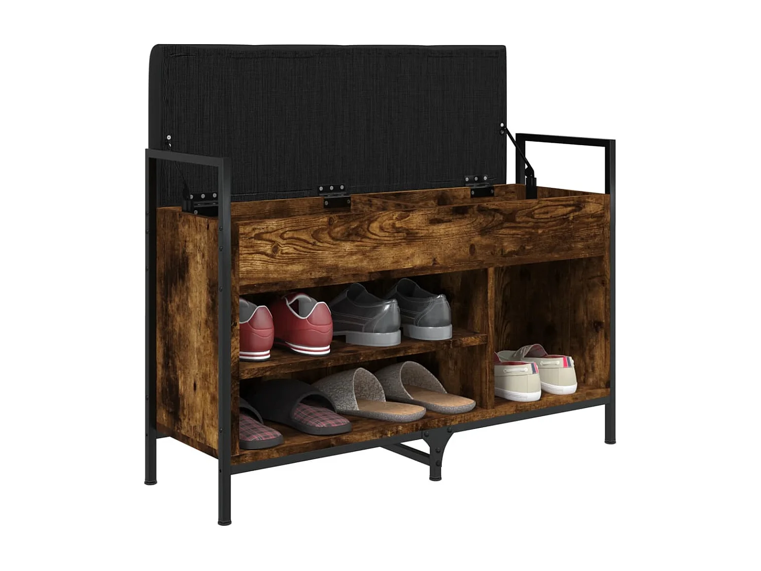 Schoenenbank 85,5x32x57,5 cm bewerkt hout gerookt eikenkleurig