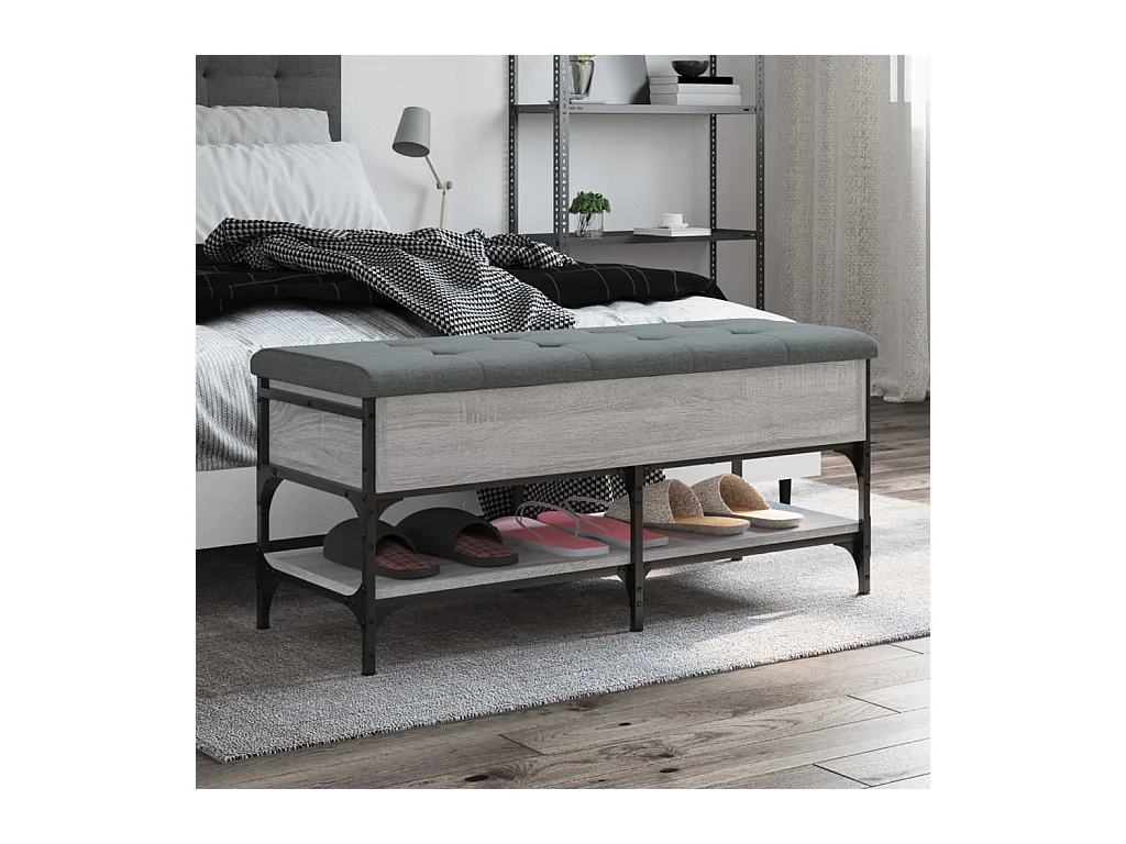 Banc à chaussures sonoma gris 102x42x45 cm bois d'ingénierie