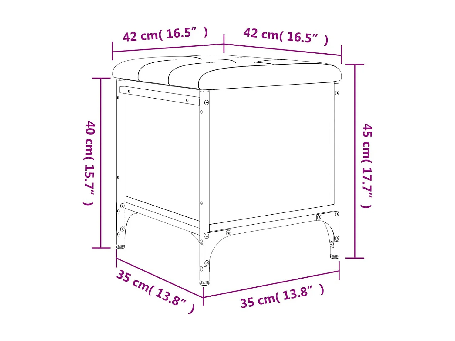 Sitzbank mit Stauraum Grau Sonoma 42x42x45 cm Holzwerkstoff