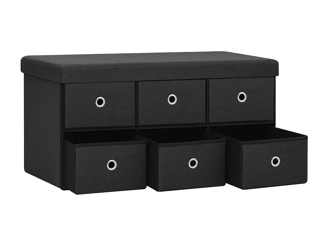 Banc de rangement pliable Noir 76x38x38 cm Faux lin