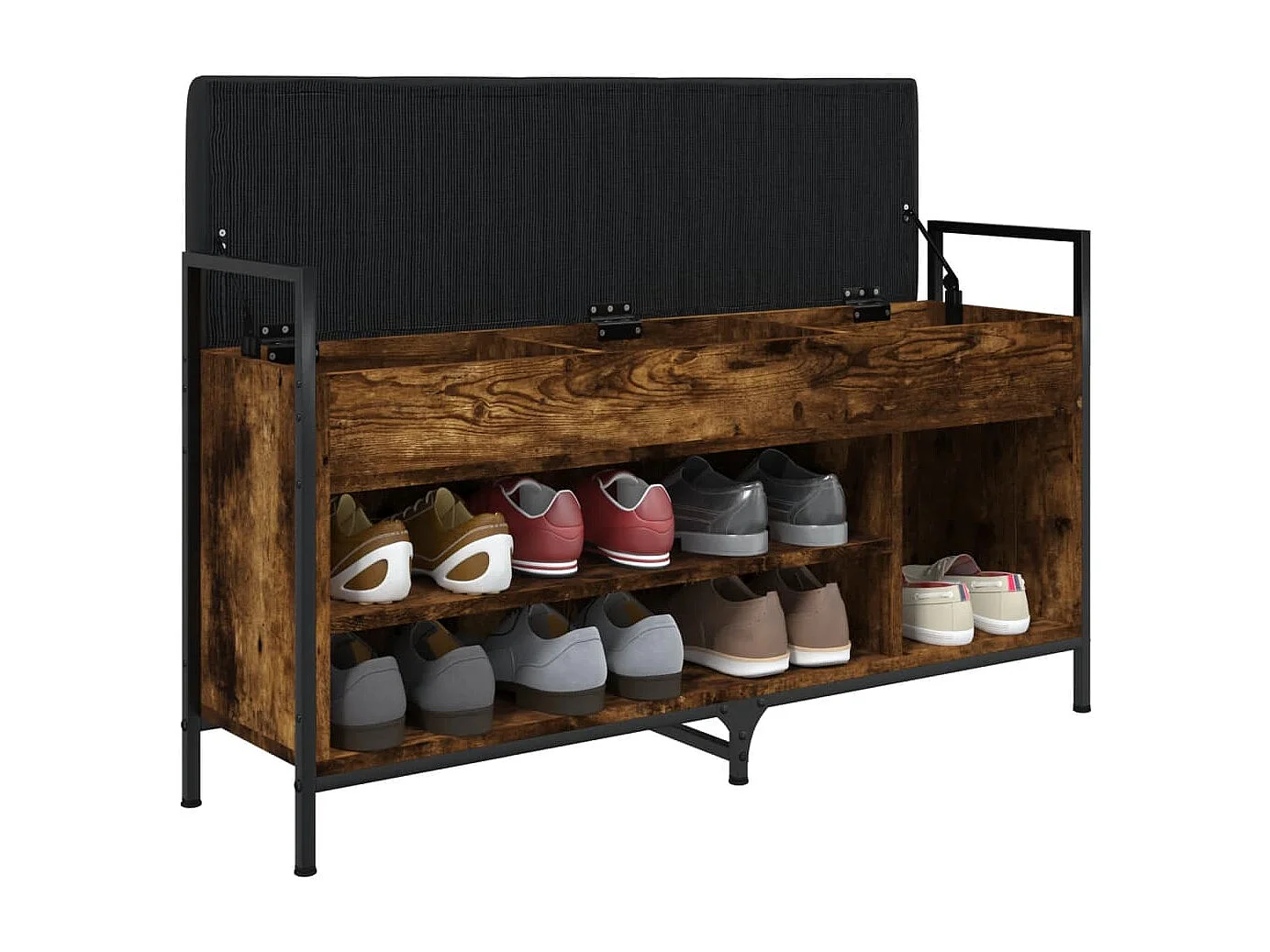 Schoenenbank 105,5x32x57,5 cm bewerkt hout gerookt eikenkleurig