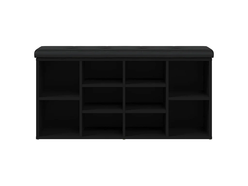 Banc à chaussures noir 102x32x50 cm bois d'ingénierie
