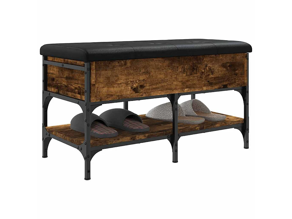 Schoenenbank 82x42x45 cm bewerkt hout gerookt eikenkleurig