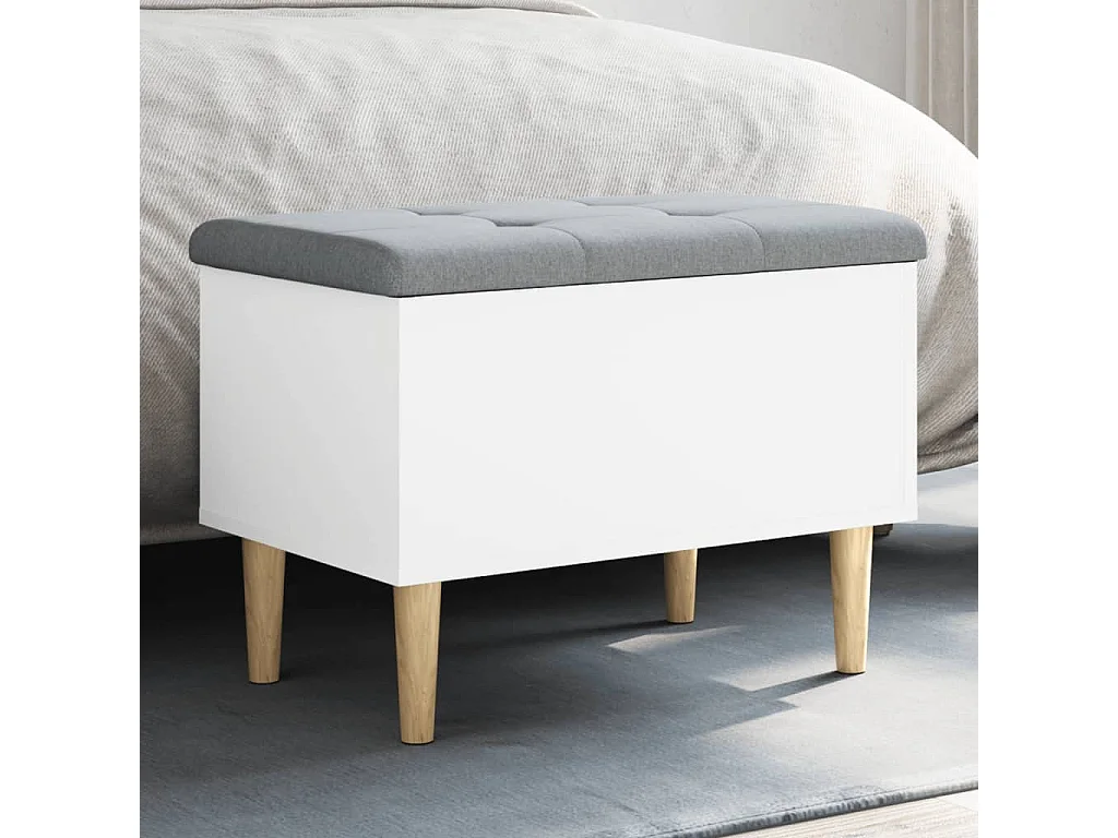 Panca Portaoggetti Bianca 62x42x46 cm in Legno Multistrato