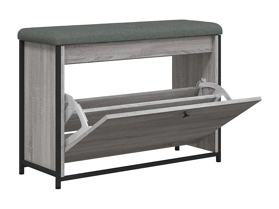 Schoenenbankje met klaplade 82x32x56 cm grijs sonoma eikenkleur