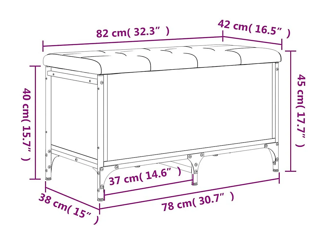 Banco con almacenaje madera de ingeniería negro 82x42x45 cm