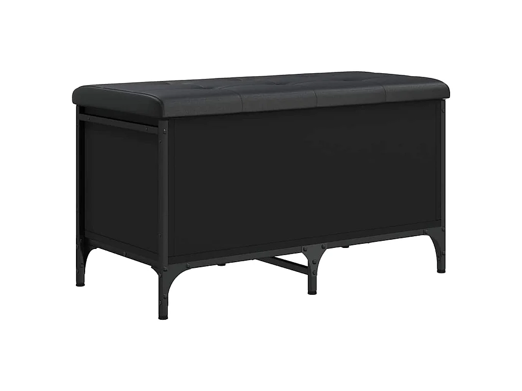 Banc de rangement noir 82x42x45 cm bois d'ingénierie