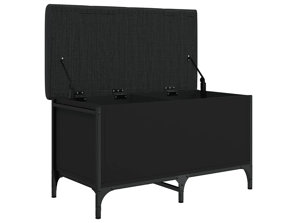 Banc de rangement noir 82x42x45 cm bois d'ingénierie