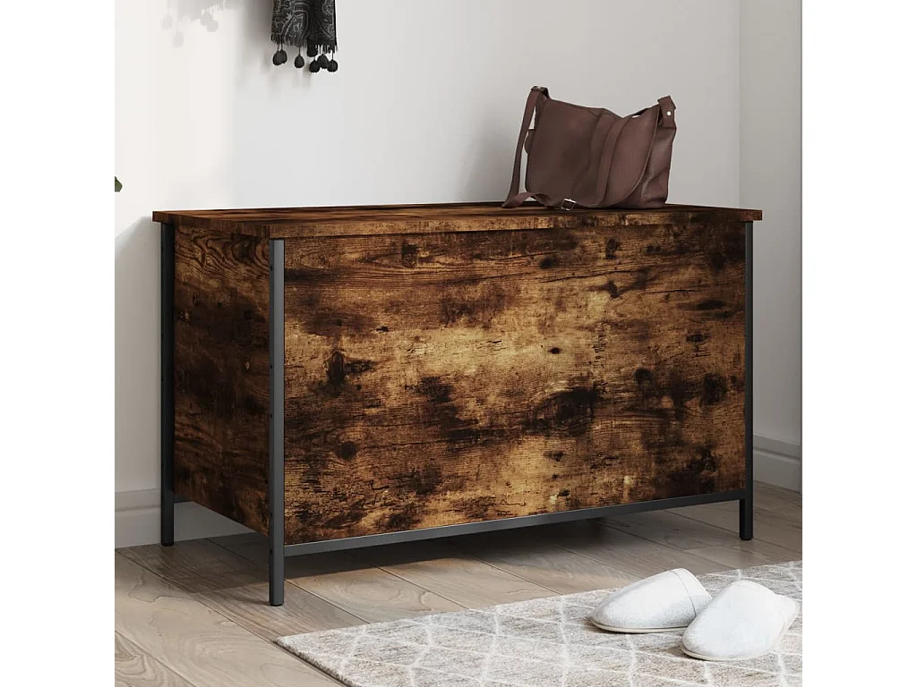 Banc de rangement chêne fumé 80x42,5x50 cm bois d'ingénierie