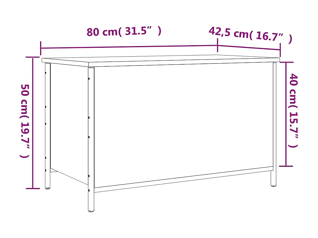 Banc de rangement chêne fumé 80x42,5x50 cm bois d'ingénierie