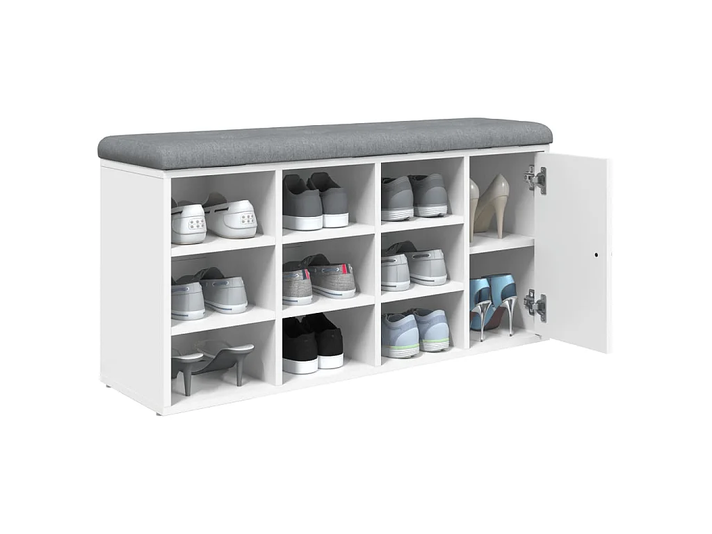 Schoenenbank 102x32x50 cm bewerkt hout wit