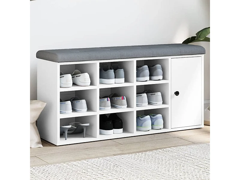 Banc à chaussures blanc 102x32x50 cm bois d'ingénierie