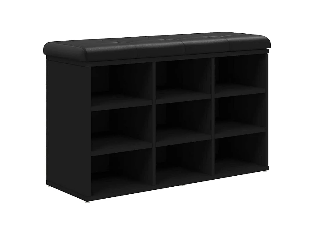 Banc à chaussures noir 82x32x50 cm bois d'ingénierie