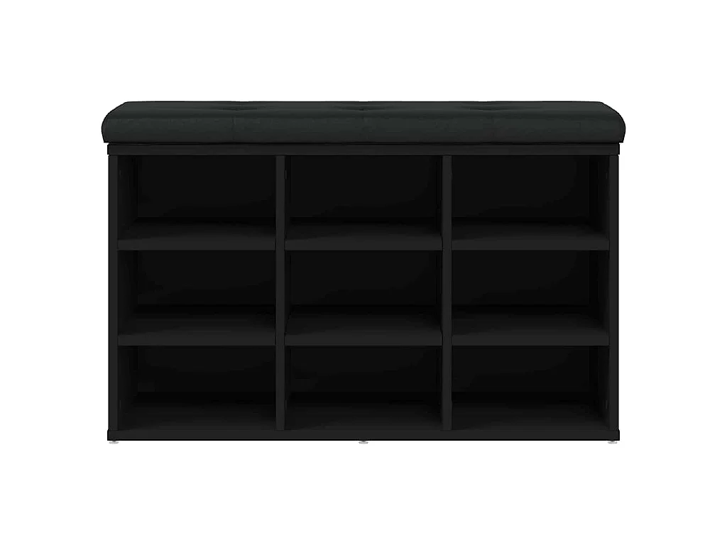 Banc à chaussures noir 82x32x50 cm bois d'ingénierie