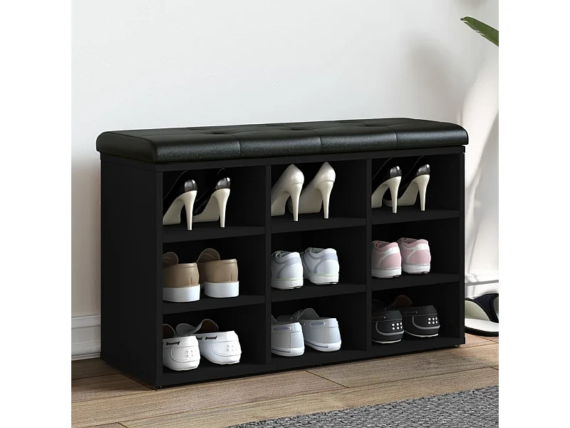 Schuhbank Schwarz 82x32x50 cm Holzwerkstoff